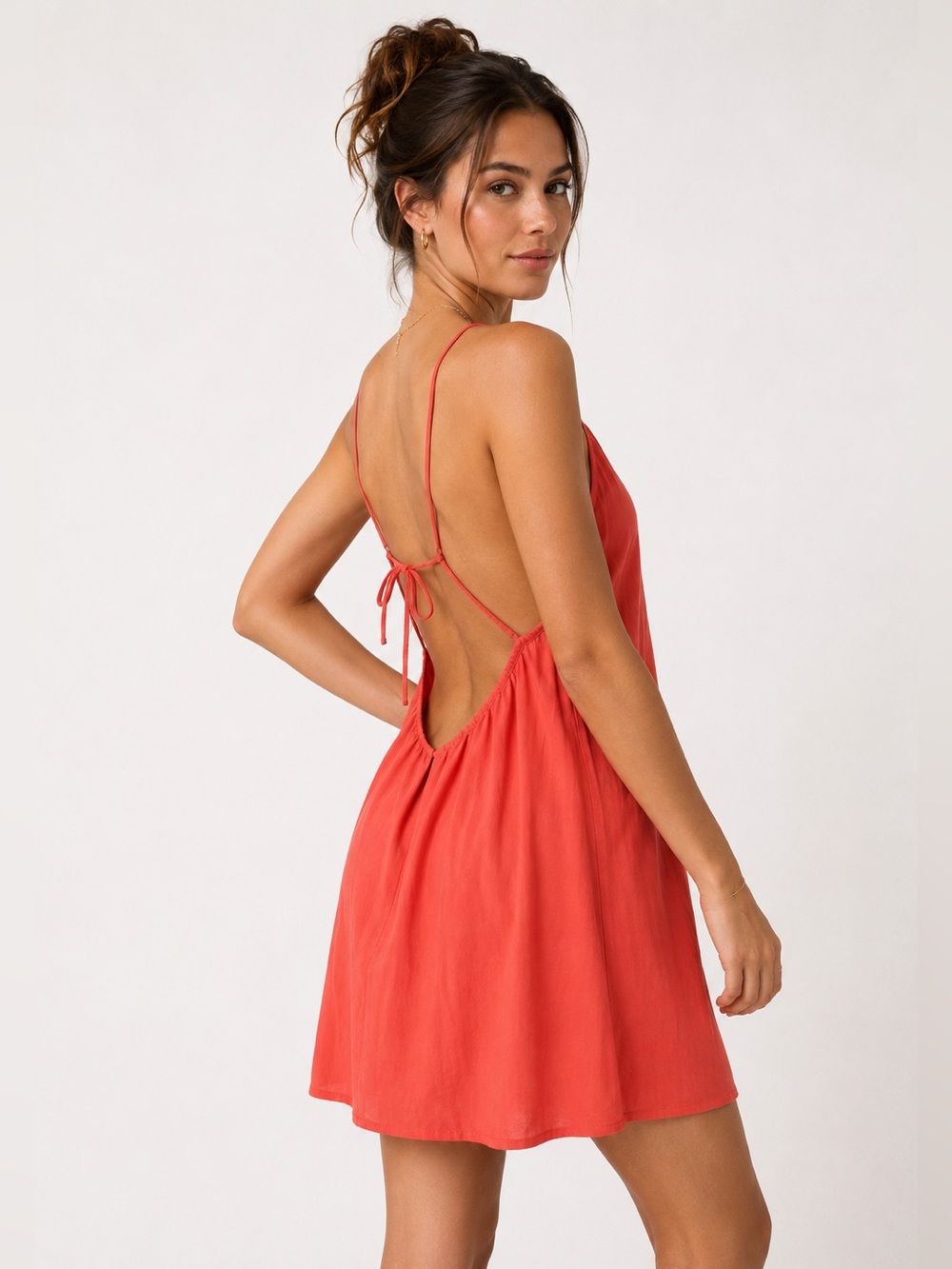 a new day Coral Red Slip Dress with Thin Straps